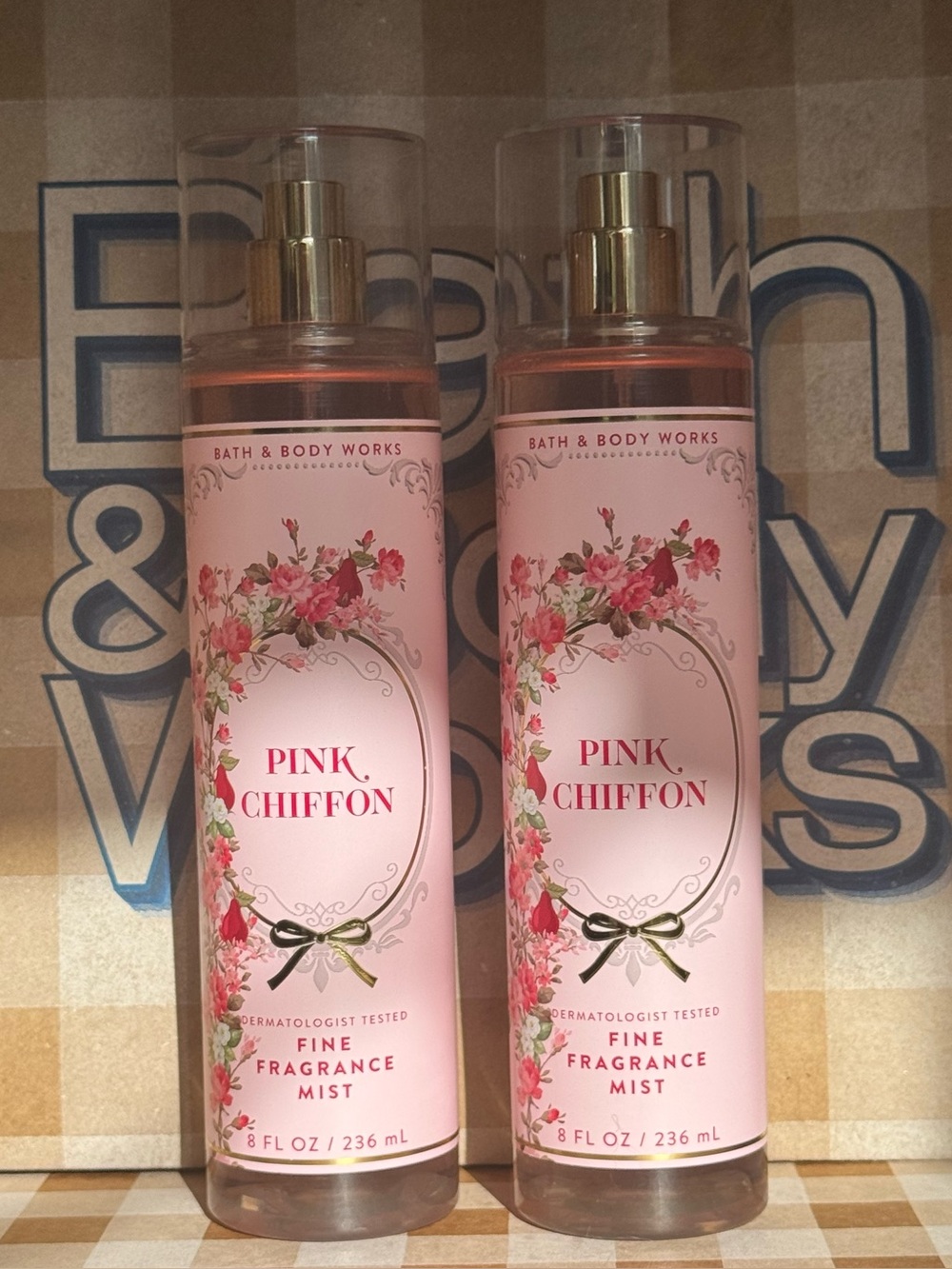 NEW B&BW (2) Pink Chiffon Fine Fragrances for body and hair , full size